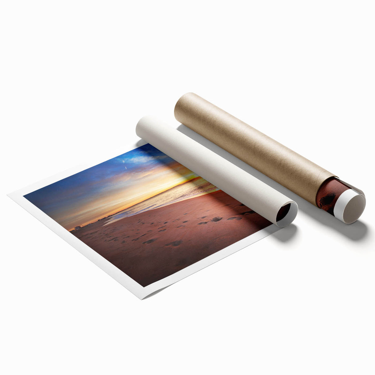 Extra large rolled print of Maine scenery with vibrant floral elements, ideal for classy bathroom wall art.