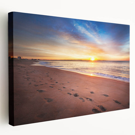 Large art print of Maine scenery on stretched canvas, featuring muted earth tones, ideal for kitchen wall decor.