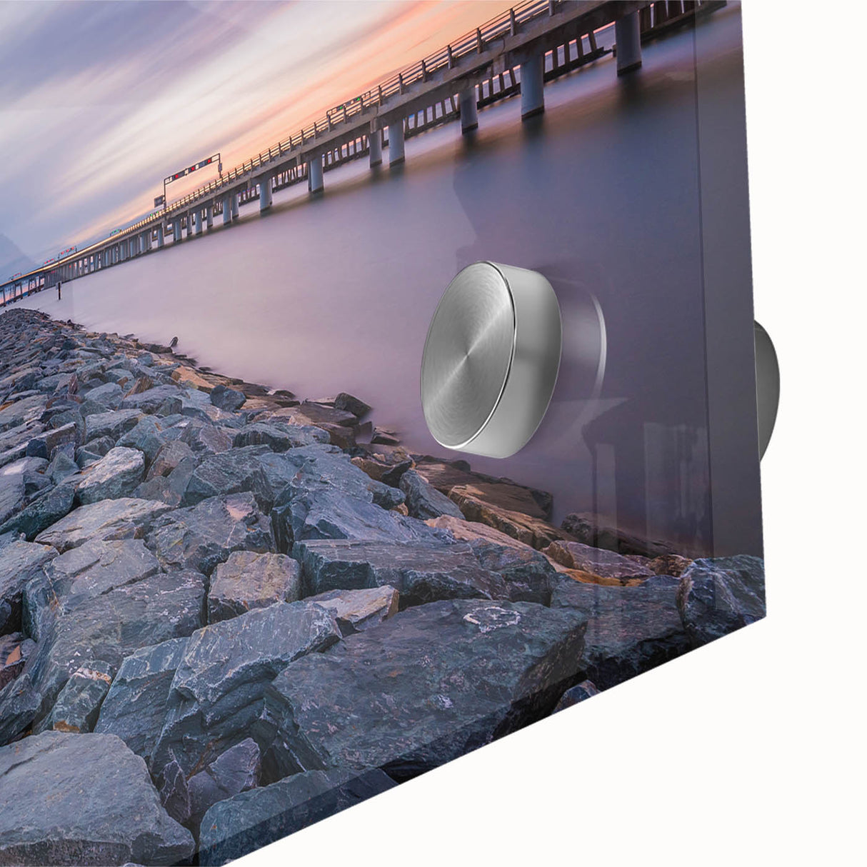 Large abstract wall art depicting Annapolis scenery in mid-century modernist style on acrylic, ideal for dining room decor.