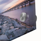 Large abstract wall art depicting Annapolis scenery in mid-century modernist style on acrylic, ideal for dining room decor.