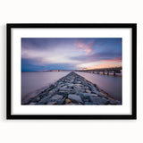 Colorful abstract art print of Annapolis scenery in vibrant hues on a large framed canvas, ideal for living room decor.