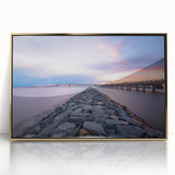 Acrylic print of Annapolis skyline in gold and blue tones, framed, ideal for modern art wall decor.