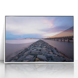 Acrylic print of Annapolis skyline in art deco style, featuring pastel shades, ideal for modern nursery wall art.