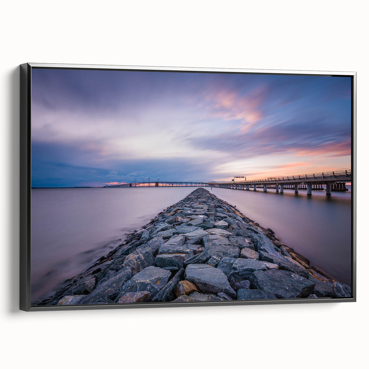 Black and white framed canvas of Annapolis landscape, suitable for bedroom decor, in a vintage poster style.