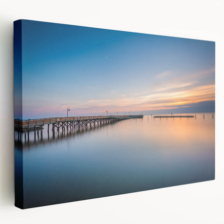 A stretched canvas depicting the Chesapeake Bay in Maryland, featuring serene blue and green tones.