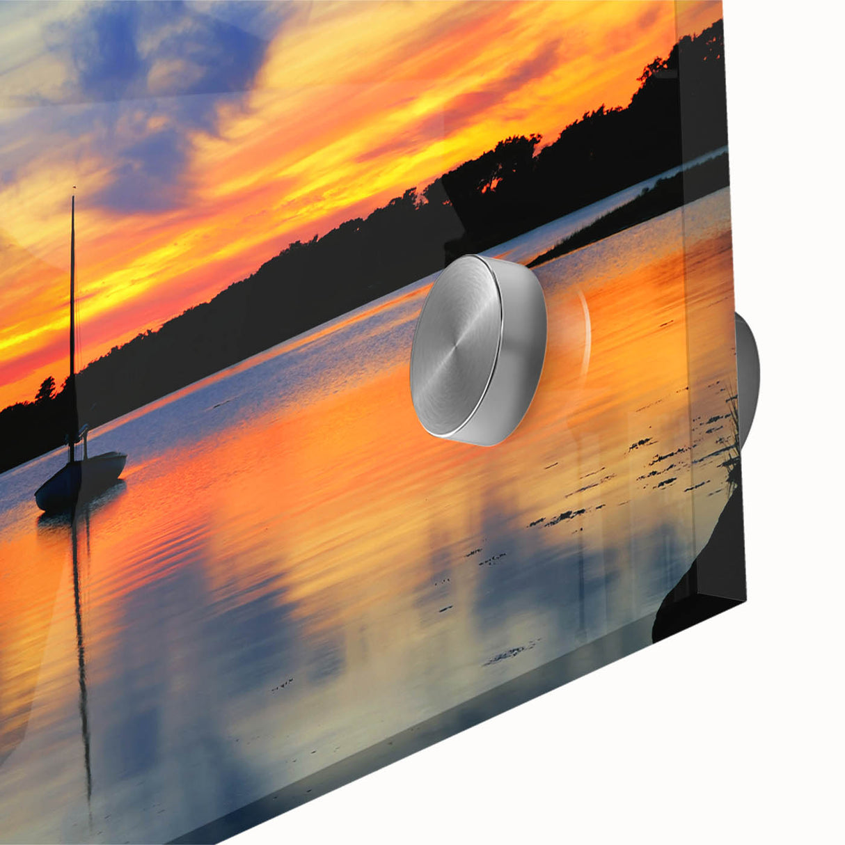 Large abstract wall art depicting Cape Cod in mid-century modernist style, with muted earth tones on acrylic glass.