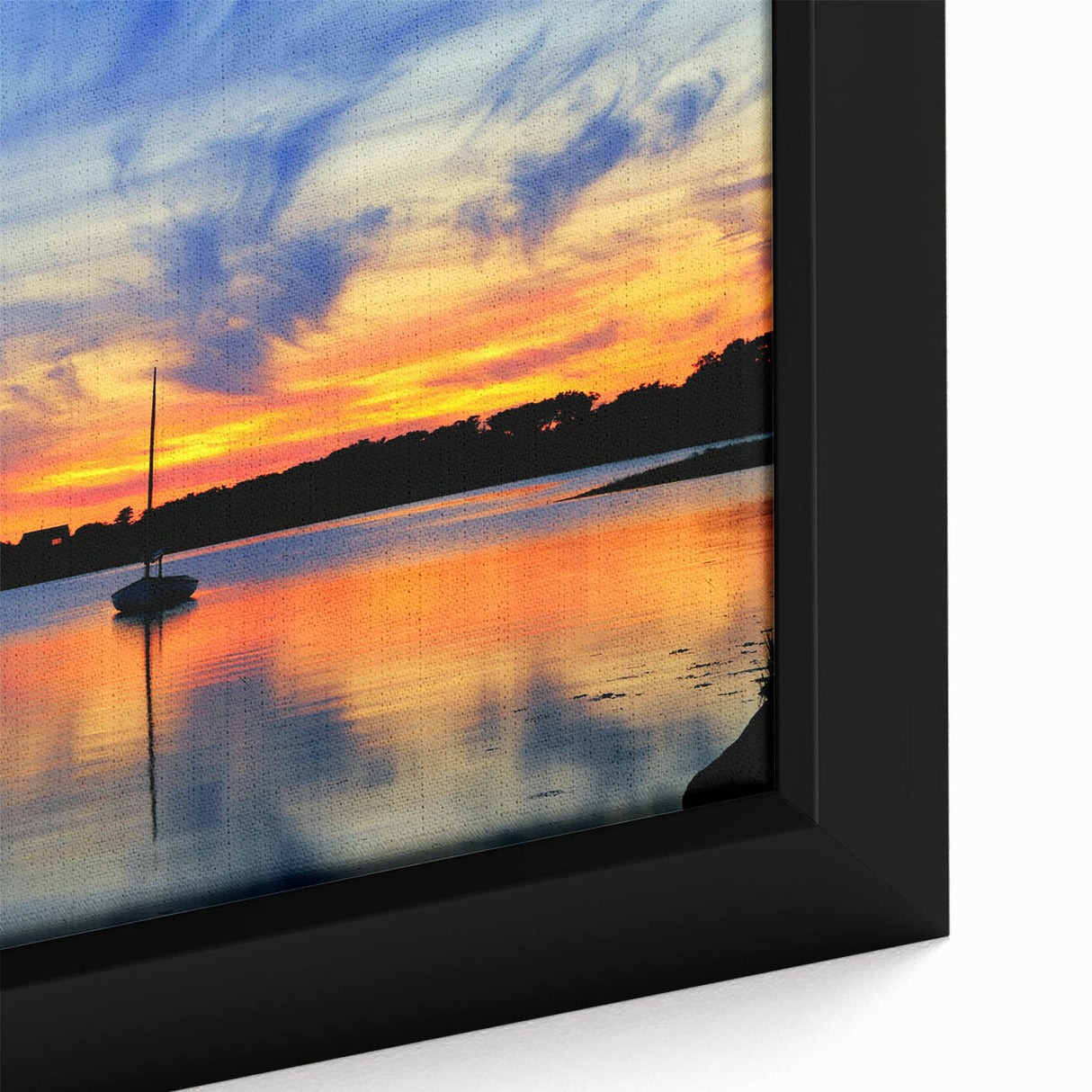 Extra large framed canvas of a textured Cape Cod scenery in black with colorful accents, ideal for living room decor.