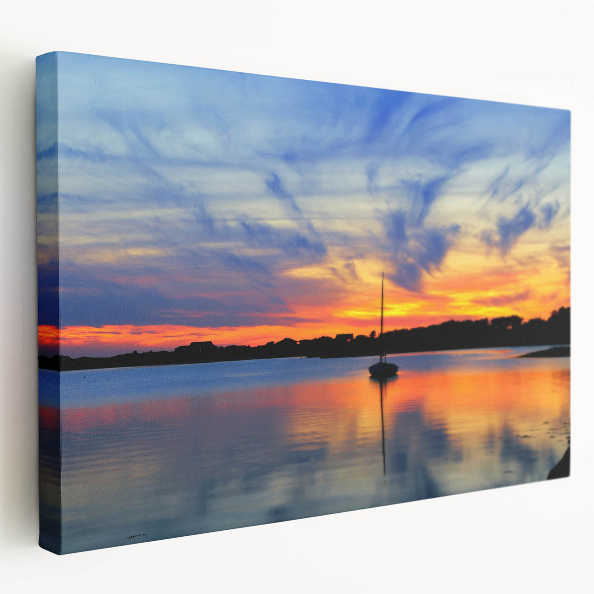 Large art print of Cape Cod landscape in muted earth tones on stretched canvas, ideal for kitchen wall decor.