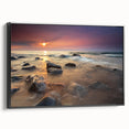 Black and white landscape art of Michigan's Upper Peninsula on a framed canvas, suitable for bedroom decor.