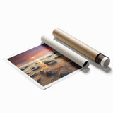 Extra large rolled print of Michigan's Upper Peninsula in muted earth tones, ideal for classy bathroom wall art.