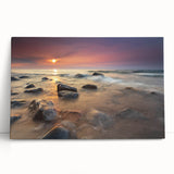 Black and white stretched canvas depicting the tranquil scenery of Michigan's Upper Peninsula, ideal for kitchen wall art.