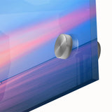 Large abstract wall art depicting Minnesota scenery in mid-century modernist style on acrylic glass.