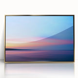 Acrylic print of a Minnesota landscape in gold and green hues, framed in a mid-century modernist style.