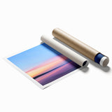 Rolled print of a serene Minnesota landscape with soft pastel shades, ideal for classy bathroom wall art.