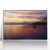 Large art print of a serene Mississippi landscape in muted earth tones, framed in white acrylic.
