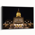 Framed canvas of Kansas City landscape in muted colors, ideal for bedroom wall art.