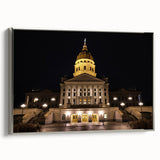 Landscape art painting of Kansas City skyline in vibrant colors on a framed canvas, suitable for office decor.