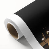 Art deco poster of Kansas City skyline in muted gold and blue tones, rolled canvas, suitable for nursery wall art.