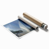Large rolled print of a St. Louis scenery with muted floral patterns, ideal for classy bathroom wall art.