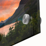 Large abstract depiction of Montana's Glacier landscape on acrylic glass, in muted earth tones, ideal for dining room art.