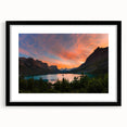 Extra large framed abstract art print of a colorful Montana Glacier scene, textured style, ideal for living room decor.