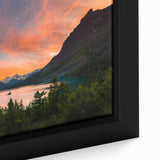 Extra large framed canvas featuring a textured depiction of Montana's Glacier National Park in vibrant colors.