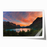 Extra large rolled print of Glacier National Park with vibrant green and blue tones, ideal for art wall dining room.