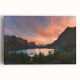 Black and white photograph of Glacier National Park on stretched canvas, ideal for kitchen art.