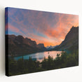 Large canvas print of Glacier National Park in Montana featuring serene blue and green landscape, ideal for kitchen wall art.