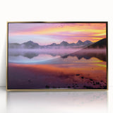 Acrylic print of a Montana landscape in muted earth tones, framed in gold, ideal for modern art wall decor.