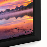 Vintage poster art of a Montana landscape on a framed canvas, featuring a palette of vibrant colors.