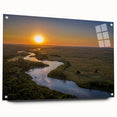 Large abstract wall art of Nebraska scenery on acrylic glass, in muted earth tones, ideal for bedroom or dining room decor.