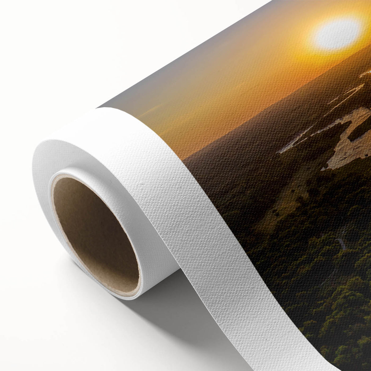 Art Deco-style Nebraska landscape on rolled canvas, featuring muted earth tones.
