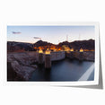 Extra large rolled print of Hoover Dam in muted gray and blue tones, ideal for dining room wall art.