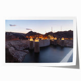 Extra large rolled print of Hoover Dam in muted gray and blue tones, ideal for dining room wall art.