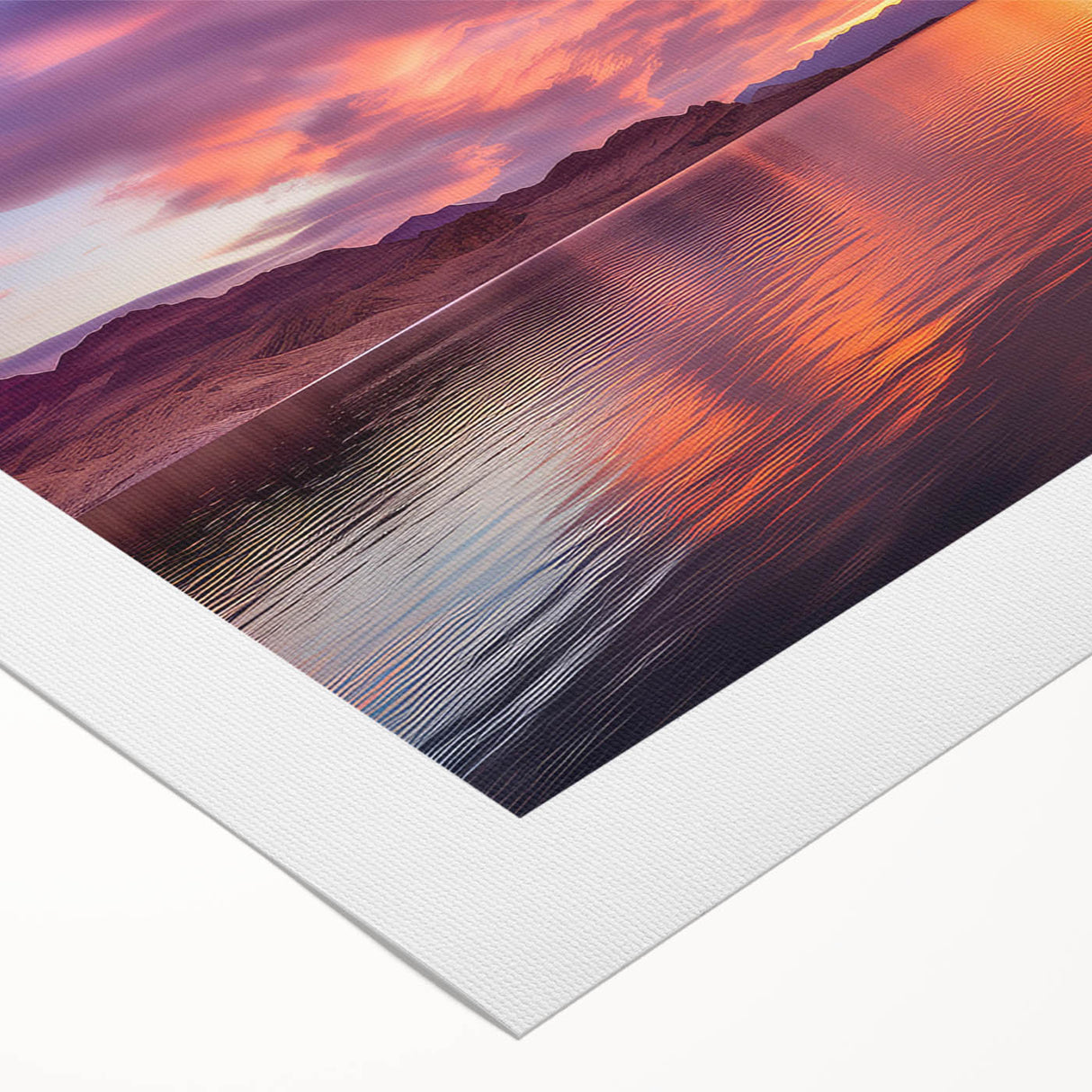 Art deco poster of Lake Mead with soft blue and beige tones on rolled canvas, suitable for dining room decor.