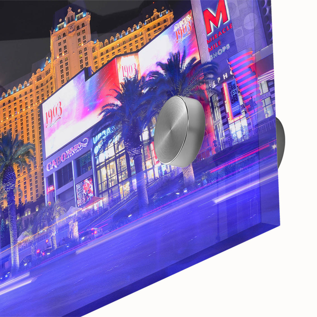 Large abstract depiction of Las Vegas in muted earth tones on acrylic glass, ideal for dining room art.