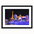 Abstract art print of Las Vegas with vibrant, colorful textures on a large framed canvas, ideal for living room decor.