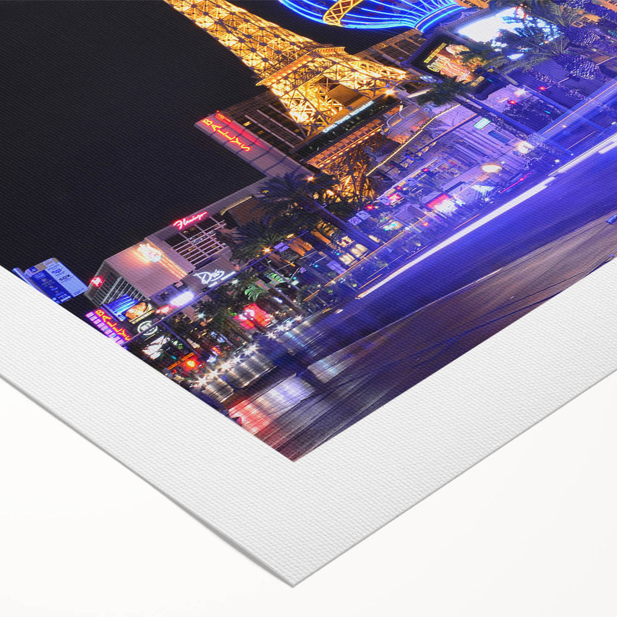 Art deco poster of Las Vegas skyline in muted metallic tones on rolled canvas, suitable for dining room decor.