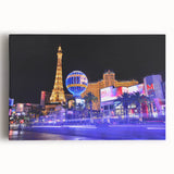 Black and white large art print of Las Vegas skyline on stretched canvas, suitable for kitchen wall art.