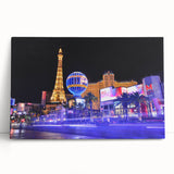 Black and white stretched canvas of Las Vegas skyline, ideal for kitchen wall art.