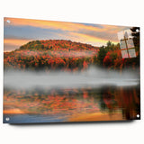 Acrylic print of a New Hampshire landscape in muted earth tones, ideal for dining room decor.
