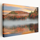 Scenic New Hampshire landscape on large stretched canvas with vivid green and blue tones, ideal for kitchen wall art.