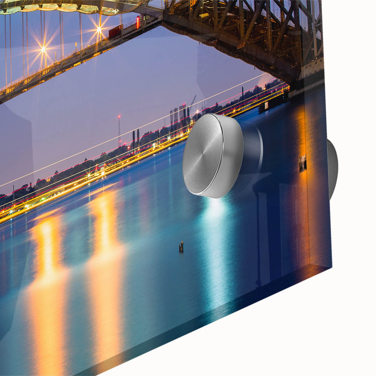 Large abstract wall art depicting New Jersey scenery in mid-century modernist style on acrylic glass.