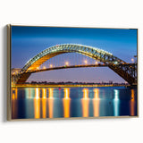 Framed canvas depicting a vintage-style New Jersey landscape in black and gold tones, ideal for bedroom wall art.