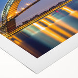 Art deco poster depicting the New Jersey skyline in muted gray and blue tones, ideal for dining room wall art.