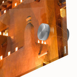 Large abstract wall art depicting a New Mexico landscape in muted earth tones on acrylic glass.