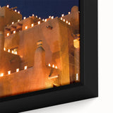 Black wall art depicting colorful, textured New Mexico scenery on a large framed canvas, ideal for living room decor.