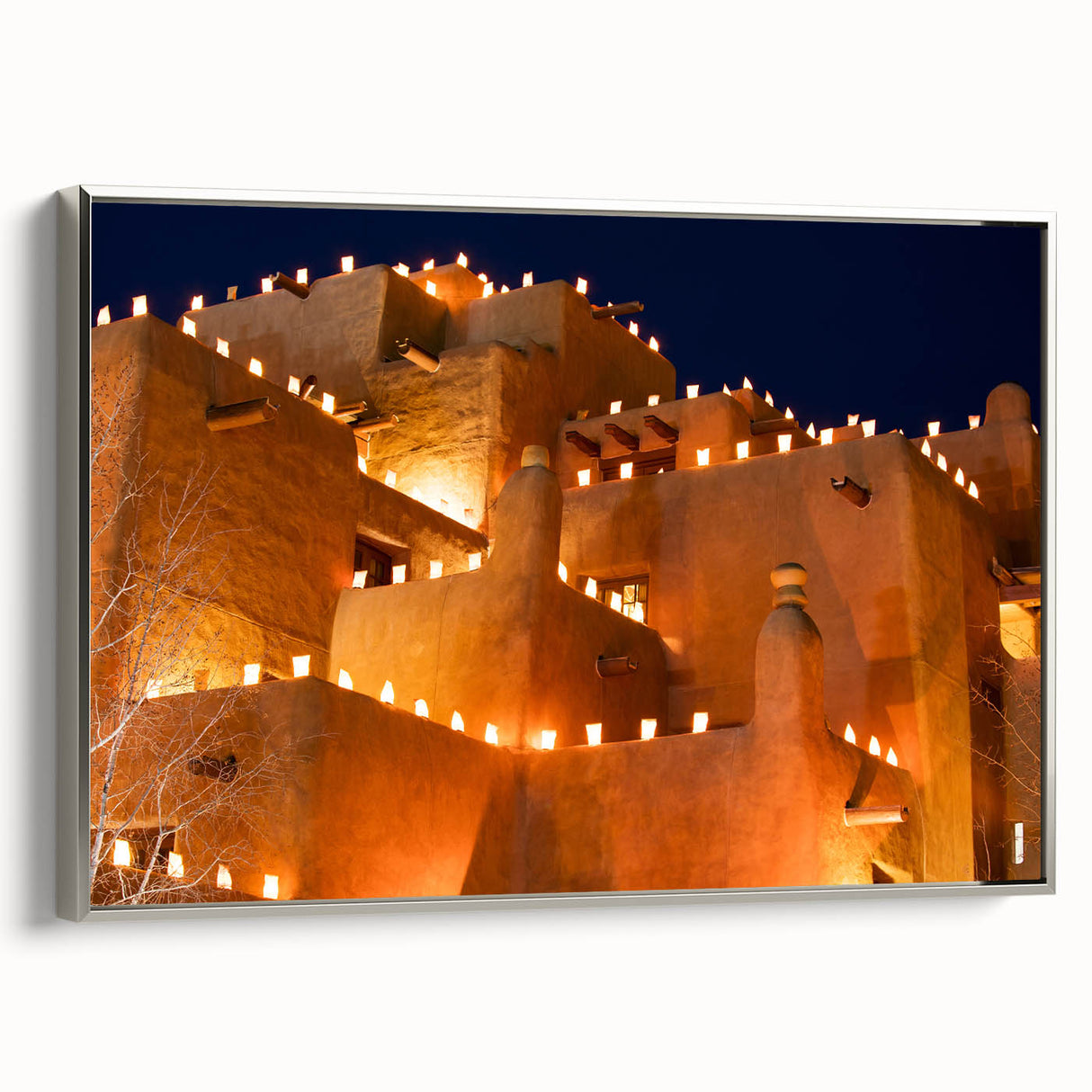 Framed canvas landscape art painting featuring a vintage New Mexico scenery in vibrant colors, ideal for living room decor.