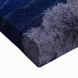 Black and white landscape art painting of the Blue Ridge Mountains on stretched canvas, ideal for bedroom wall decor.